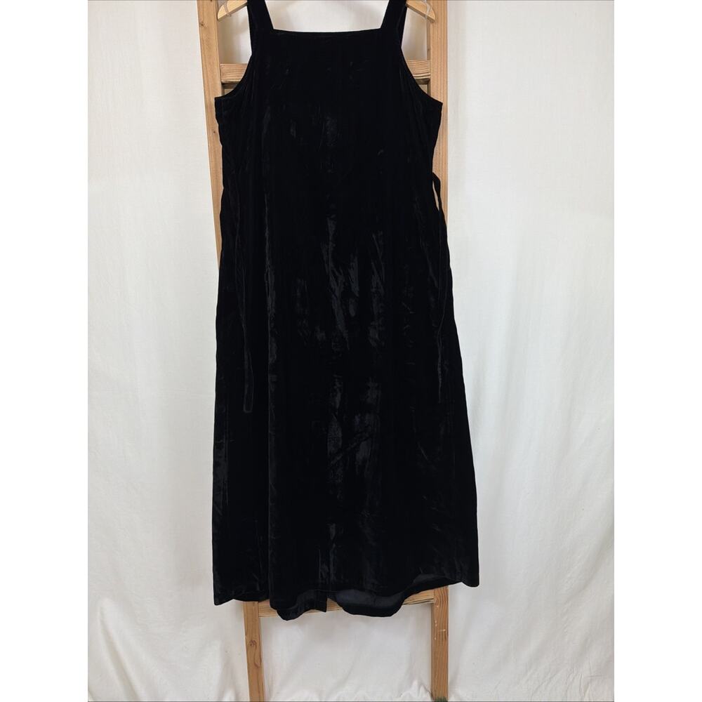 Vintage British Khaki Black Velvet Straps Button Up Maxi Dress #1454 Size 12 - Picture 7 of 9